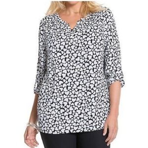 Lane Bryant Heart Print Flutter Blouse